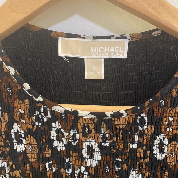 Michael Kors Fall Floral Print Smocked Dress - Picture 5 of 7